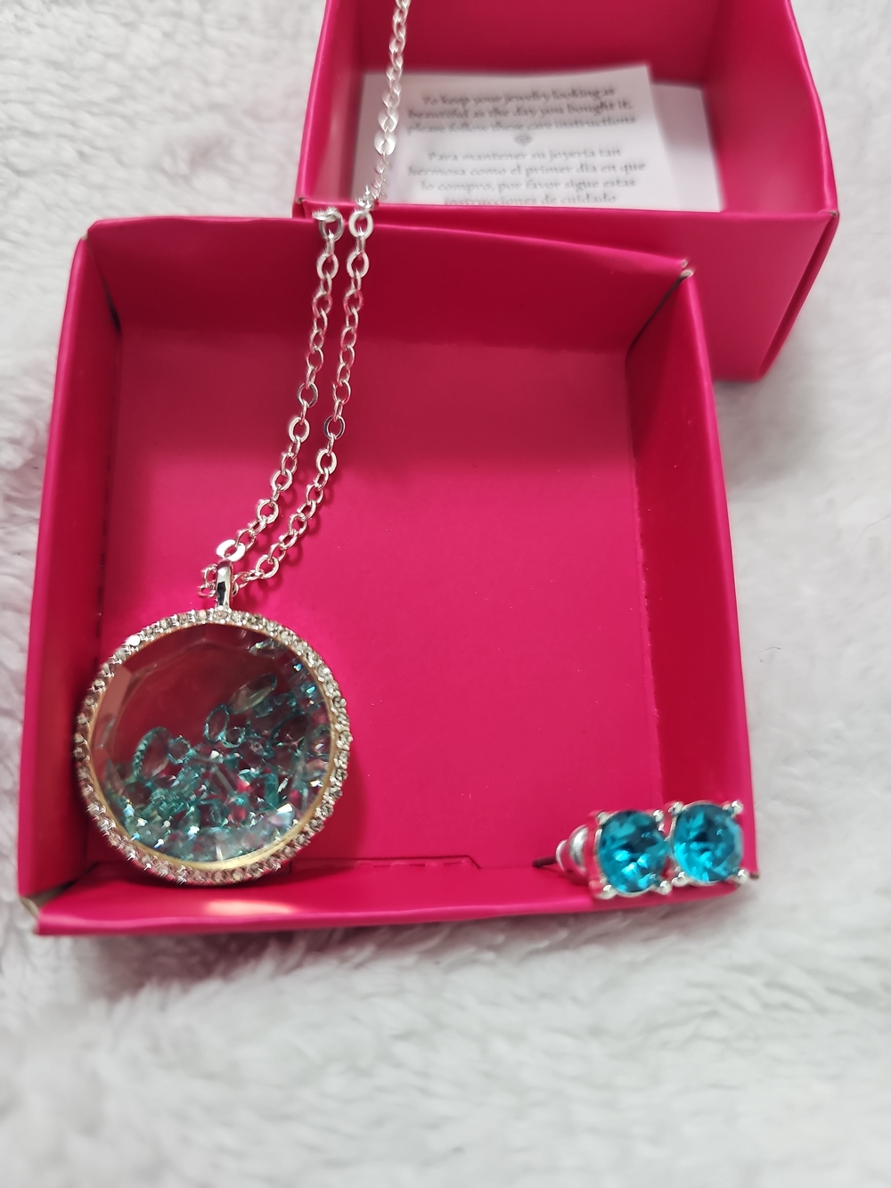 Studio 1886 March Birthstone Shaky Necklace & Stud Earring Set NIB - Picture 3 of 7